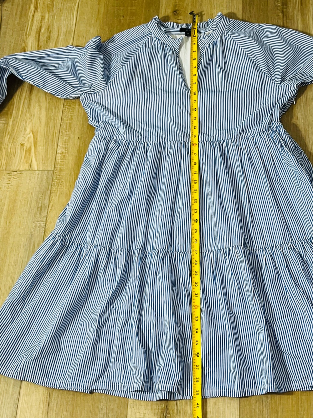J.Crew Striped Cotton Poplin Tiered Ruffle Neck Dress Size LT - Picture 7 of 8